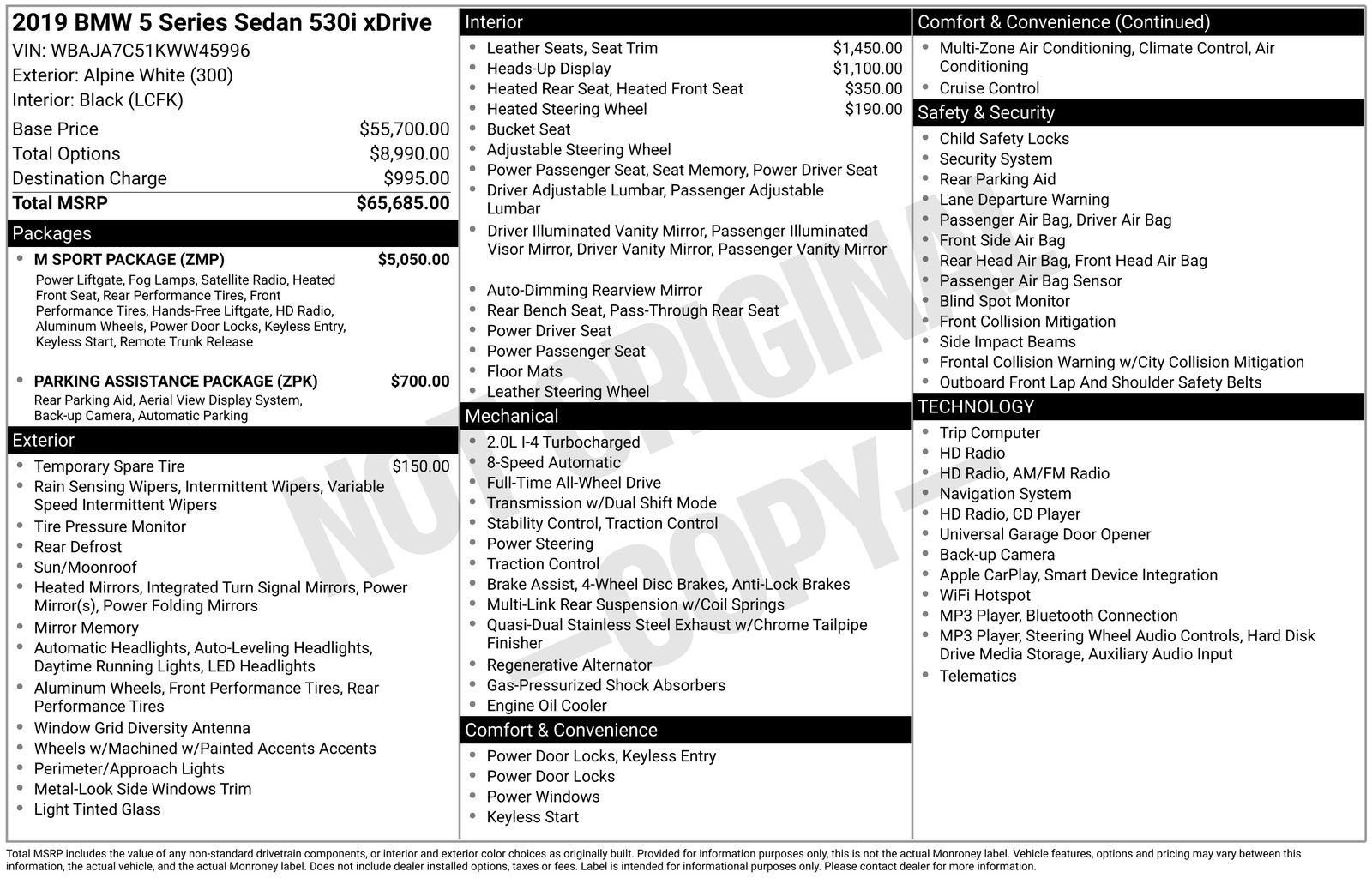 bmw 5 series 2019 WBAJA7C51KWW45996 image